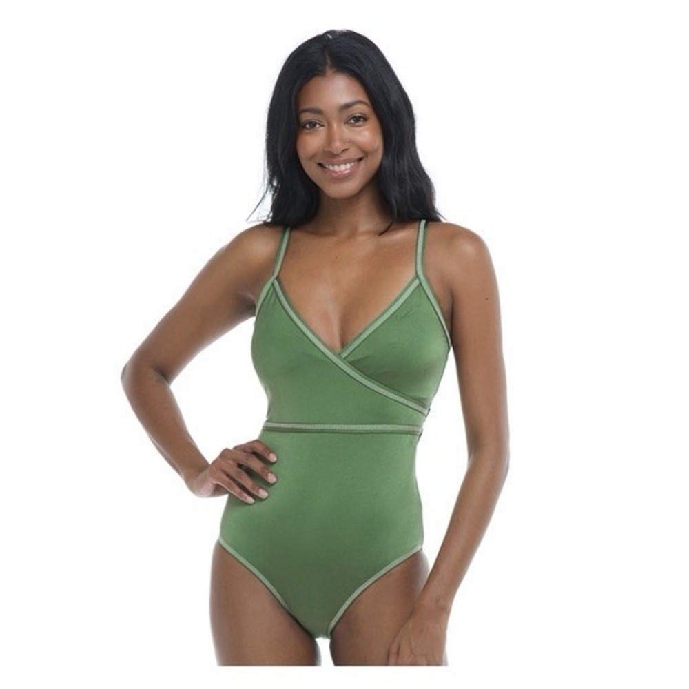 Skye Roma One Piece Swimsuit Womens M Equinox Camo Green V-Neck NWT